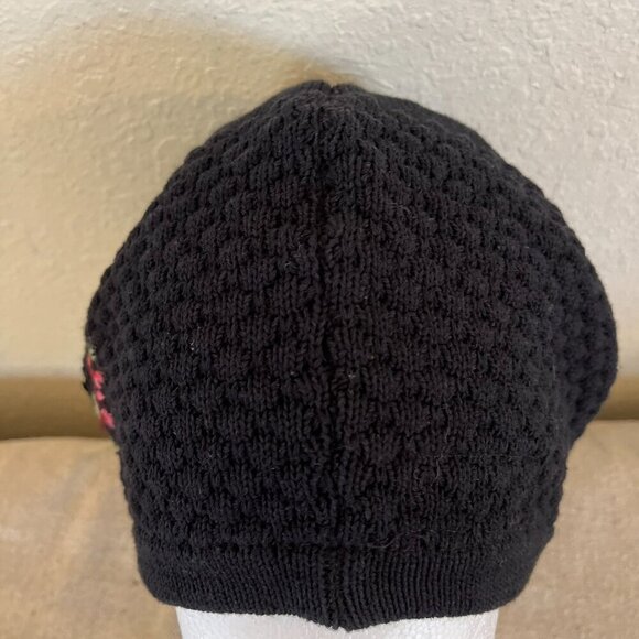 Vintage Woman's Black Stocking Embroider Floral Hat W/Brim - Picture 4 of 8